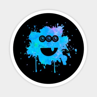 Blue Monster with Three Eyes Paint Splat Magnet